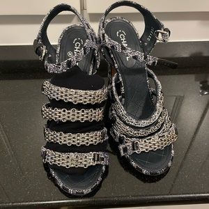 Chanel tweed with boy chain woman shoes